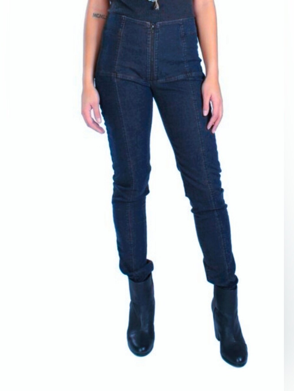 Prairie Underground Denim Zip Front Jeans Slim Fit Slouchy Size S Y2K Grunge - Picture 3 of 11